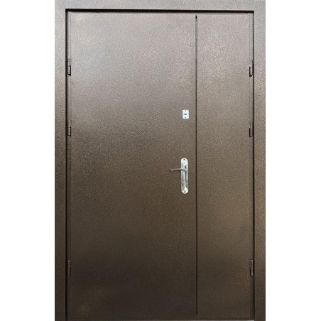 Двері вхідні полуторні Метал-Метал 1200 мм з притвором (Оптима) мідний антик