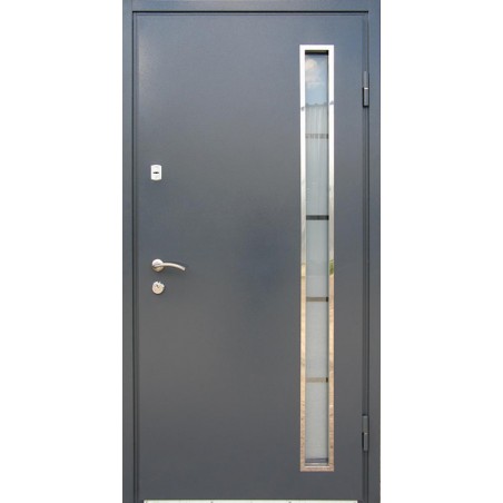 Двері Метал-МДФ зі склопакетом RAL 7024/Антрацит термоміст