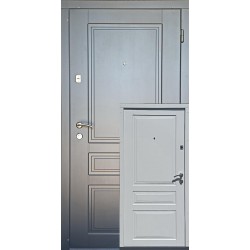 Двери входные Гранд Графит/Белый сатин термомост
