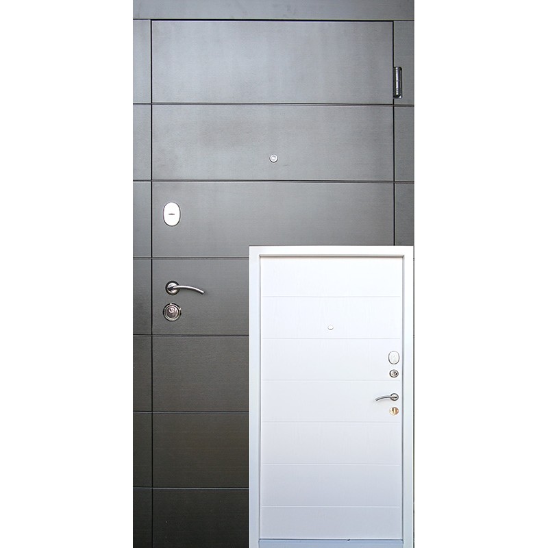 Вхідні двері Елегант терморозрив з 2-х кольоровим коробом Венге темний горизонт/Біле дерево