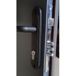 Двери входные полуторные Технические 1200 мм серые 2 листа металла с утеплением